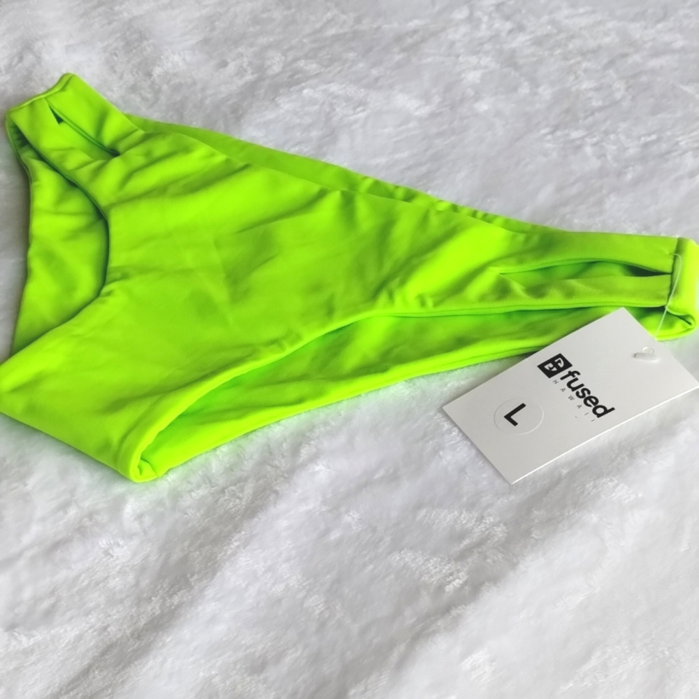Fused Hawaii π Be Bright Hamoa Neon Green Bikini Bottom - Picture 2 of 7